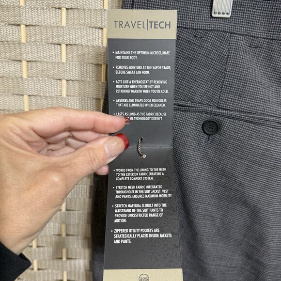 Jos. A. Bank Slim Fit Traveler Pants Men 35R Gray Wool Blend Unhemmed NEW - Picture 8 of 12